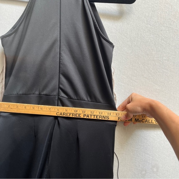 Neoma Black and Pink Fringe Party Jumpsuit Sz M 18” PTP - Picture 7 of 12